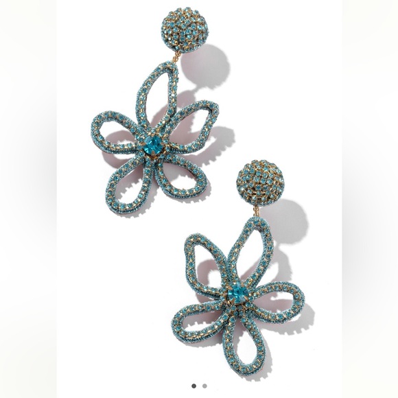 Deepa Gurnani Fiorella Flower Drop Earrings - turquoise - NWT - Picture 1 of 8